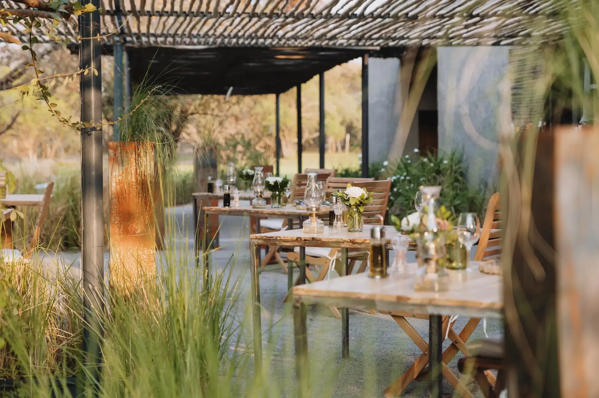 Al fresco dining at Victoria Falls dining experience by Pure Africa.